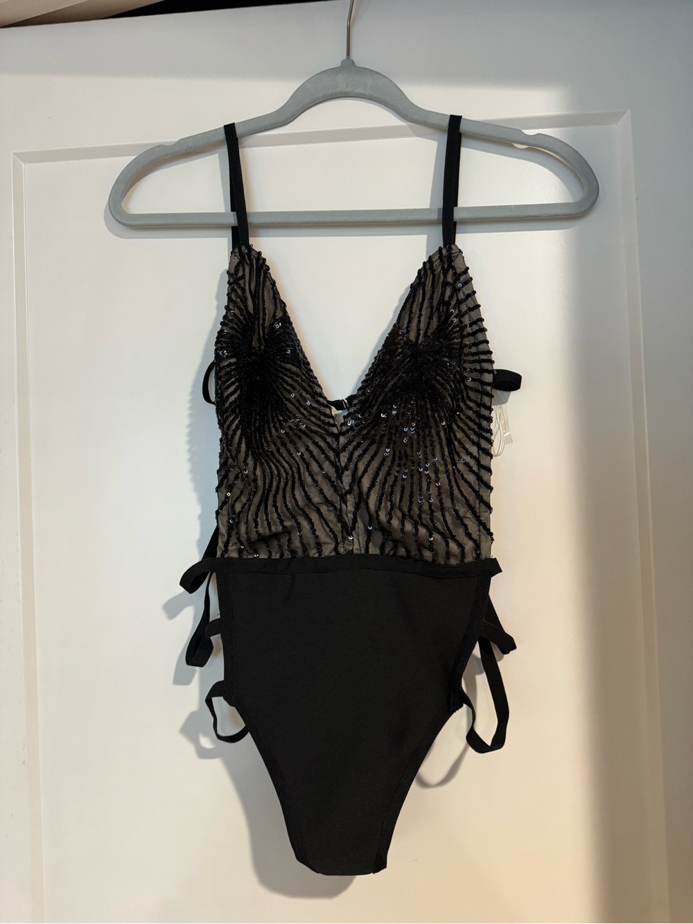 Superdown Sequin Cutout Bodysuit